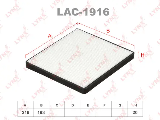 LAC-1916 LYNXAUTO Фильтр, воздух во внутренном пространстве (фото 1)