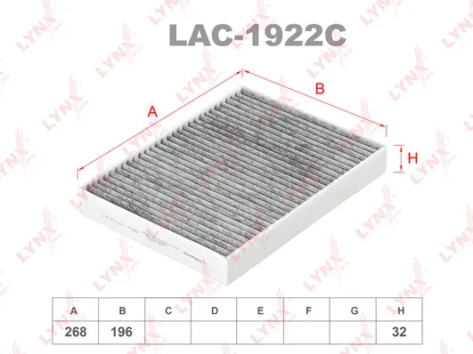 LAC-1922C LYNXAUTO Фильтр, воздух во внутренном пространстве (фото 1)
