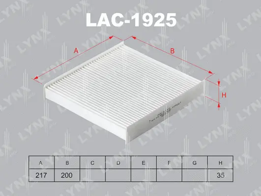 LAC-1925C LYNXAUTO Фильтр, воздух во внутренном пространстве (фото 1)