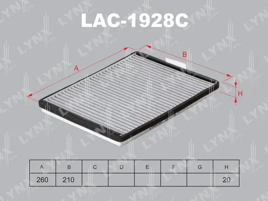 LAC-1928C LYNXAUTO Фильтр, воздух во внутренном пространстве (фото 1)