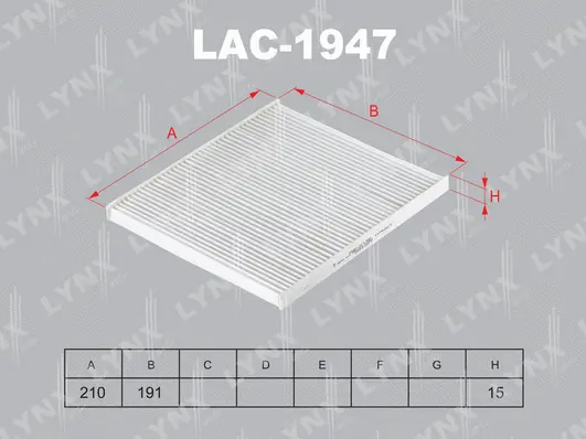 LAC-1947 LYNXAUTO Фильтр, воздух во внутренном пространстве (фото 1)