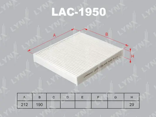 LAC-1950 LYNXAUTO Фильтр, воздух во внутренном пространстве (фото 1)