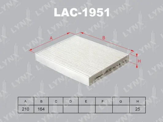 LAC-1951 LYNXAUTO Фильтр, воздух во внутренном пространстве (фото 1)