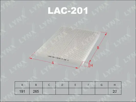 LAC-201 LYNXAUTO Фильтр, воздух во внутренном пространстве (фото 1)