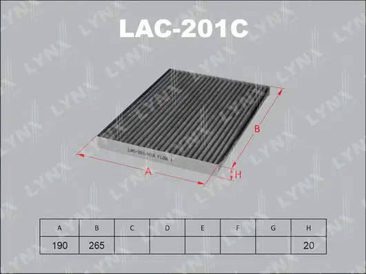 LAC-201C LYNXAUTO Фильтр, воздух во внутренном пространстве (фото 1)