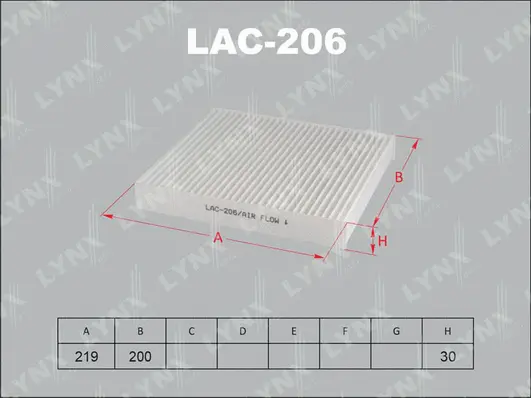 LAC-206 LYNXAUTO Фильтр, воздух во внутренном пространстве (фото 1)