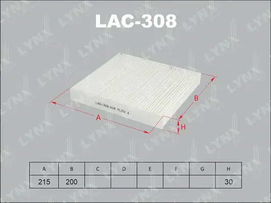 LAC-308 LYNXAUTO Фильтр, воздух во внутренном пространстве (фото 1)