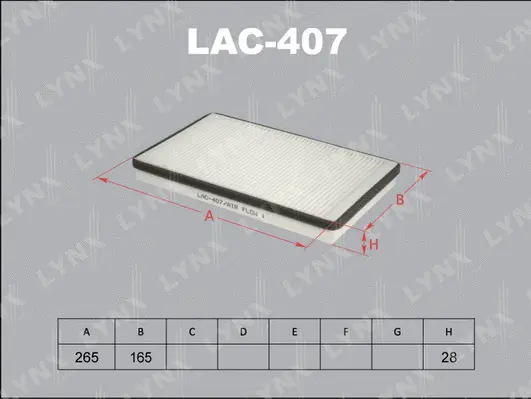 LAC-407 LYNXAUTO Фильтр, воздух во внутренном пространстве (фото 1)