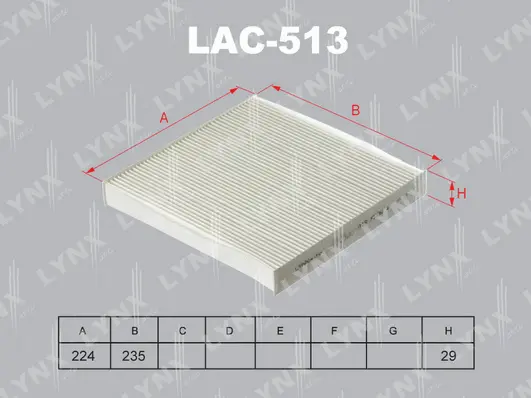 LAC-513 LYNXAUTO Фильтр, воздух во внутренном пространстве (фото 1)