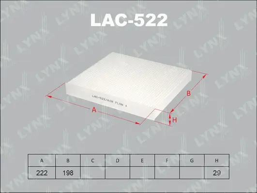 LAC-522 LYNXAUTO Фильтр, воздух во внутренном пространстве (фото 1)