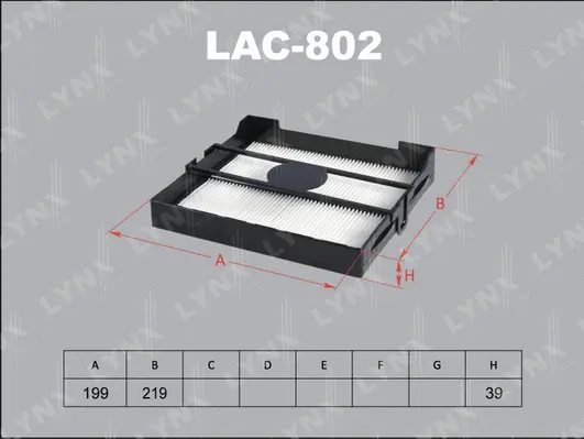 LAC-802 LYNXAUTO Фильтр, воздух во внутренном пространстве (фото 1)