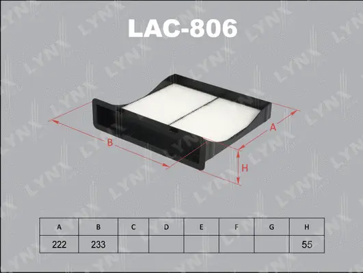 LAC-806 LYNXAUTO Фильтр, воздух во внутренном пространстве (фото 1)