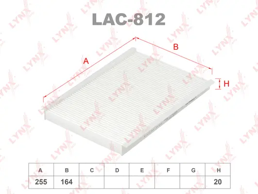 LAC-812 LYNXAUTO Фильтр, воздух во внутренном пространстве (фото 1)