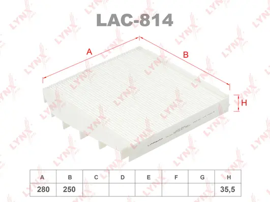 LAC-814 LYNXAUTO Фильтр, воздух во внутренном пространстве (фото 1)