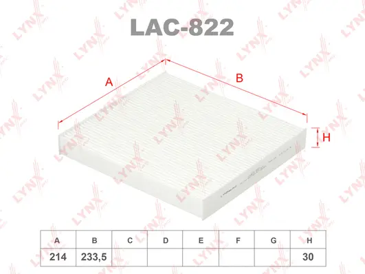 LAC-822 LYNXAUTO Фильтр, воздух во внутренном пространстве (фото 1)
