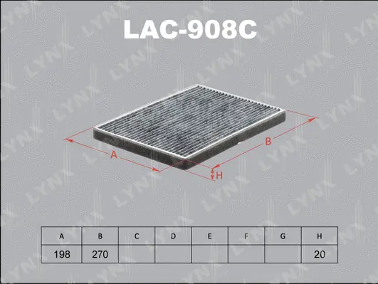 LAC-908C LYNXAUTO Фильтр, воздух во внутренном пространстве (фото 1)