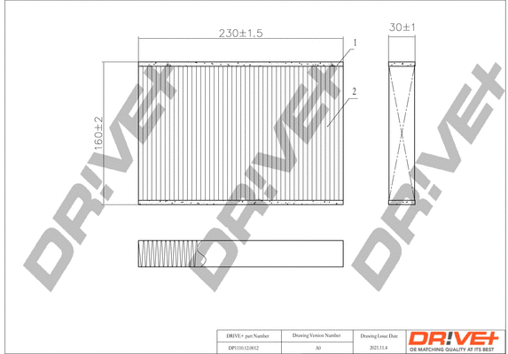 DP1110.12.0012 Dr!ve+ Фильтр, воздух во внутренном пространстве (фото 1)