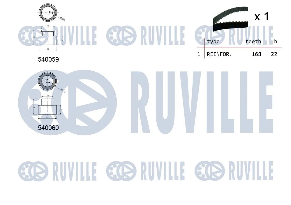 550003 RUVILLE Комплект ремня ГРМ (фото 2)