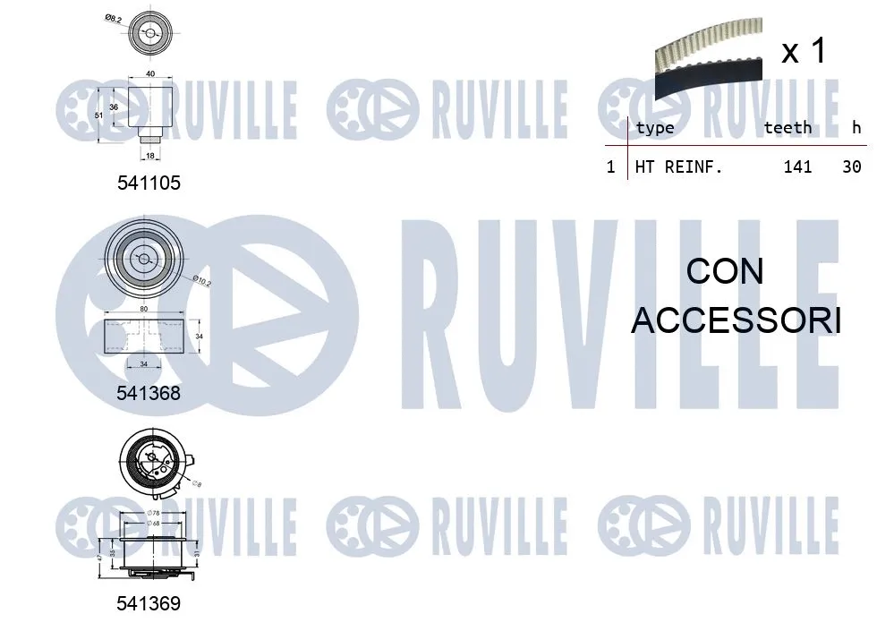 550126 RUVILLE Комплект ремня ГРМ (фото 2)