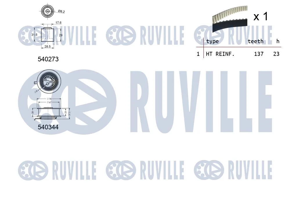 550135 RUVILLE Комплект ремня ГРМ (фото 2)