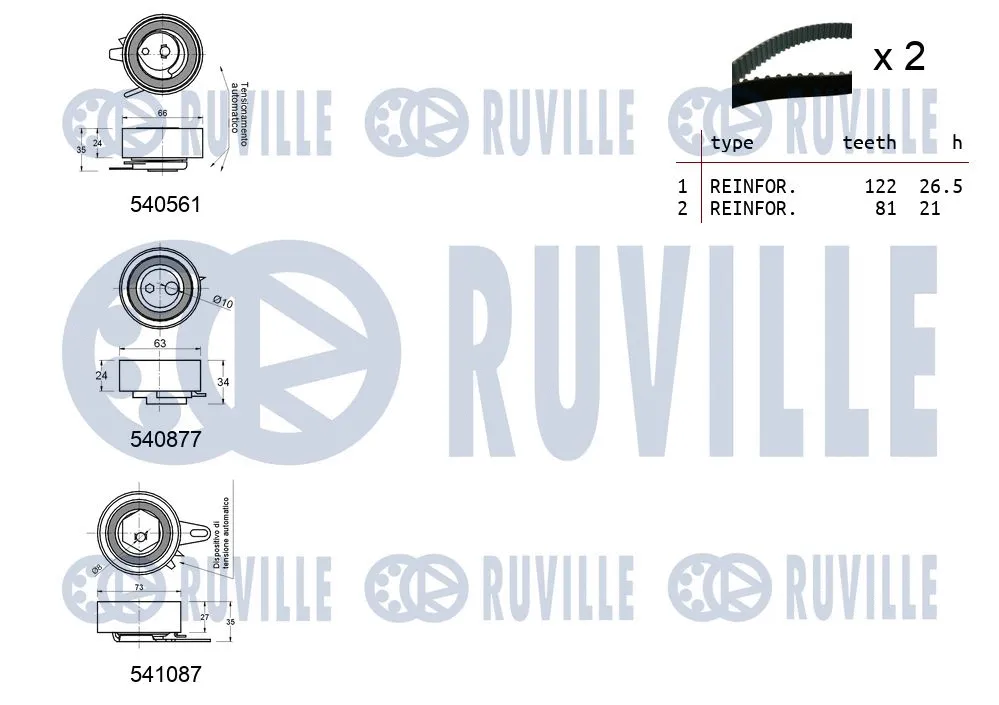 550143 RUVILLE Комплект ремня ГРМ (фото 2)