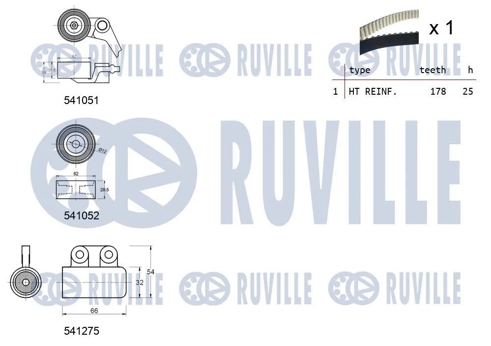 550157 RUVILLE Комплект ремня ГРМ (фото 2)