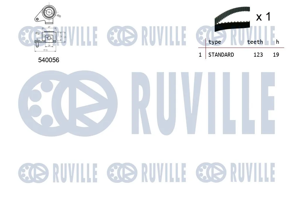 550161 RUVILLE Комплект ремня ГРМ (фото 2)