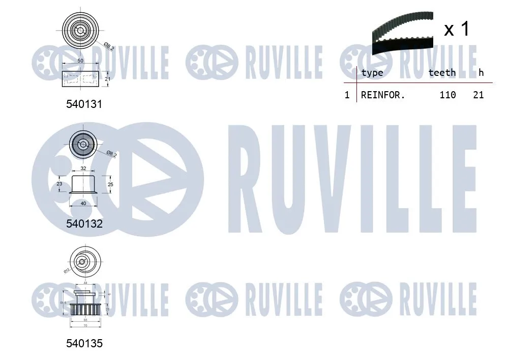 550204 RUVILLE Комплект ремня ГРМ (фото 2)