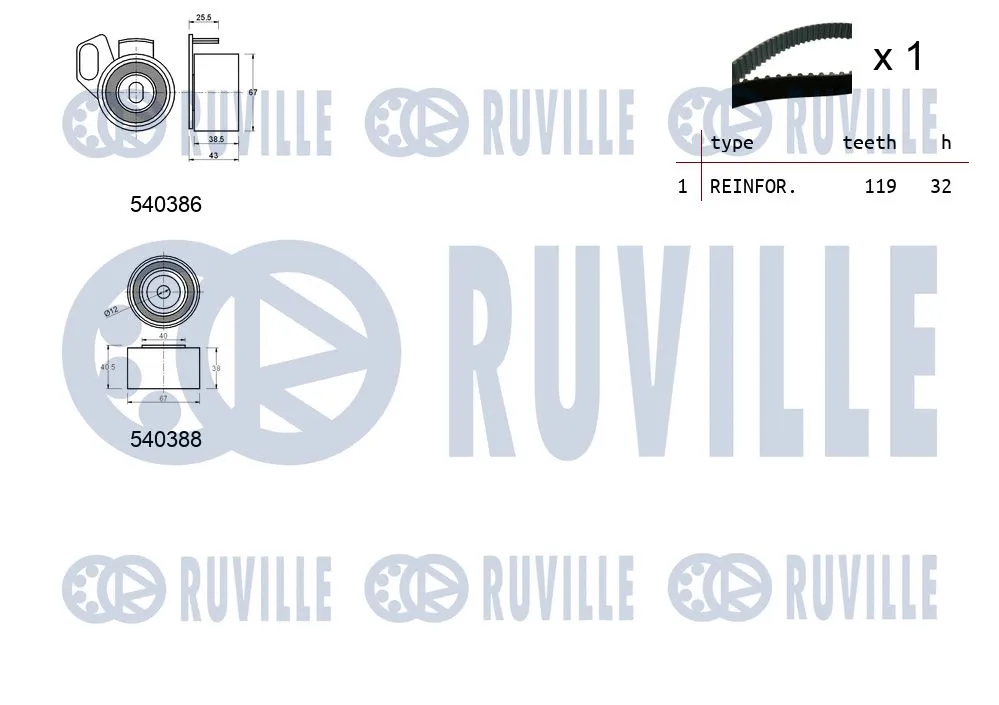 550206 RUVILLE Комплект ремня ГРМ (фото 2)