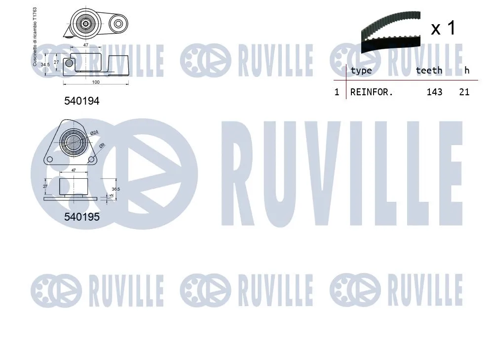 550211 RUVILLE Комплект ремня ГРМ (фото 2)