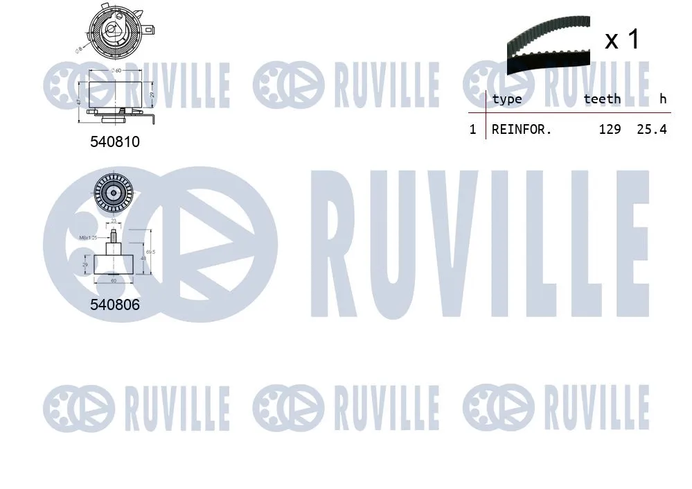 550233 RUVILLE Комплект ремня ГРМ (фото 2)