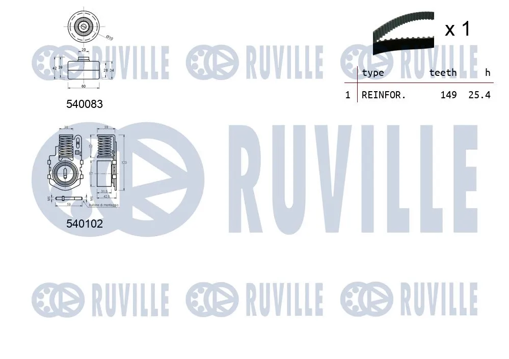 550240 RUVILLE Комплект ремня ГРМ (фото 2)