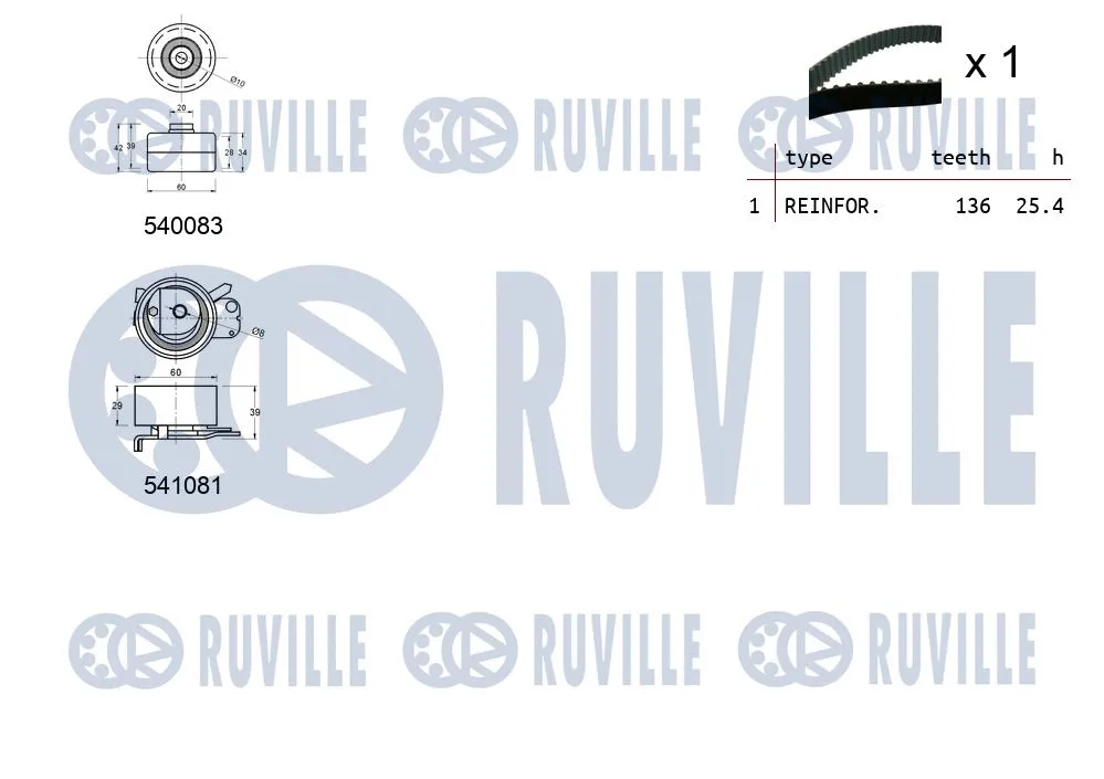 550256 RUVILLE Комплект ремня ГРМ (фото 2)