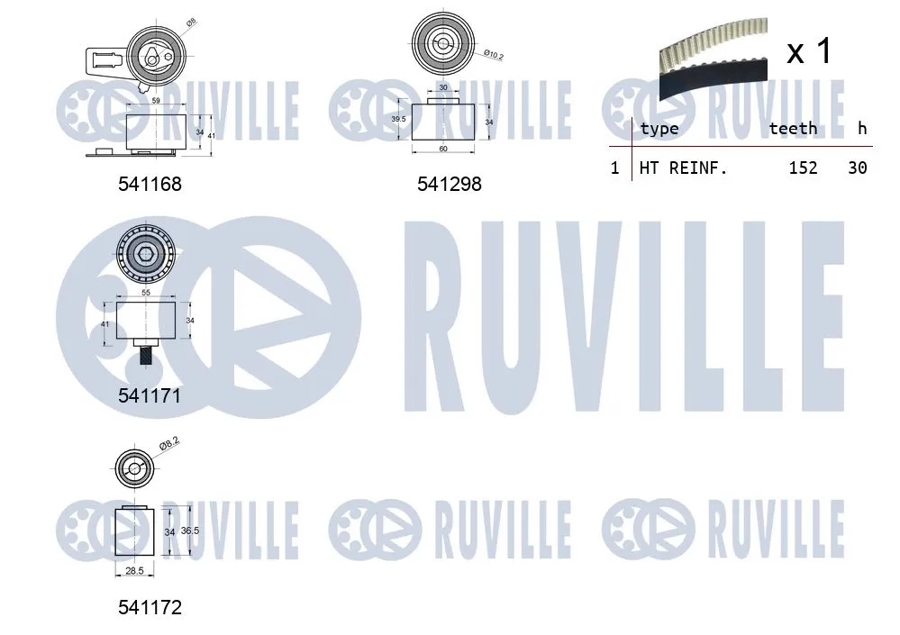 550273 RUVILLE Комплект ремня ГРМ (фото 2)