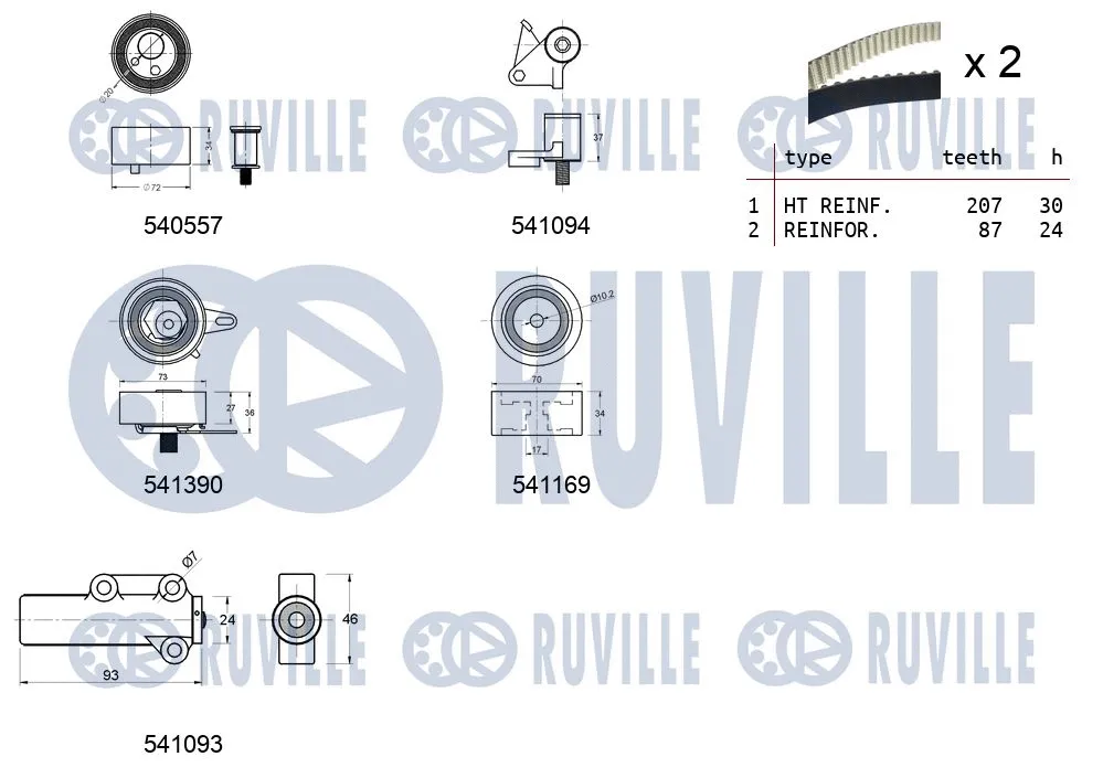 550283 RUVILLE Комплект ремня ГРМ (фото 2)