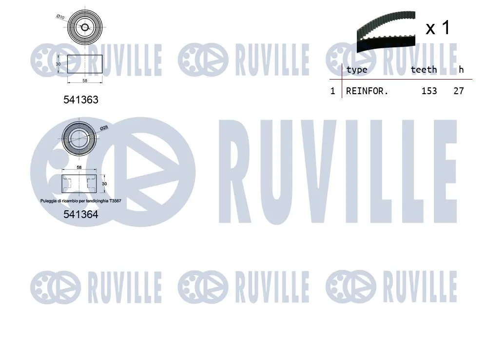 550307 RUVILLE Комплект ремня ГРМ (фото 2)