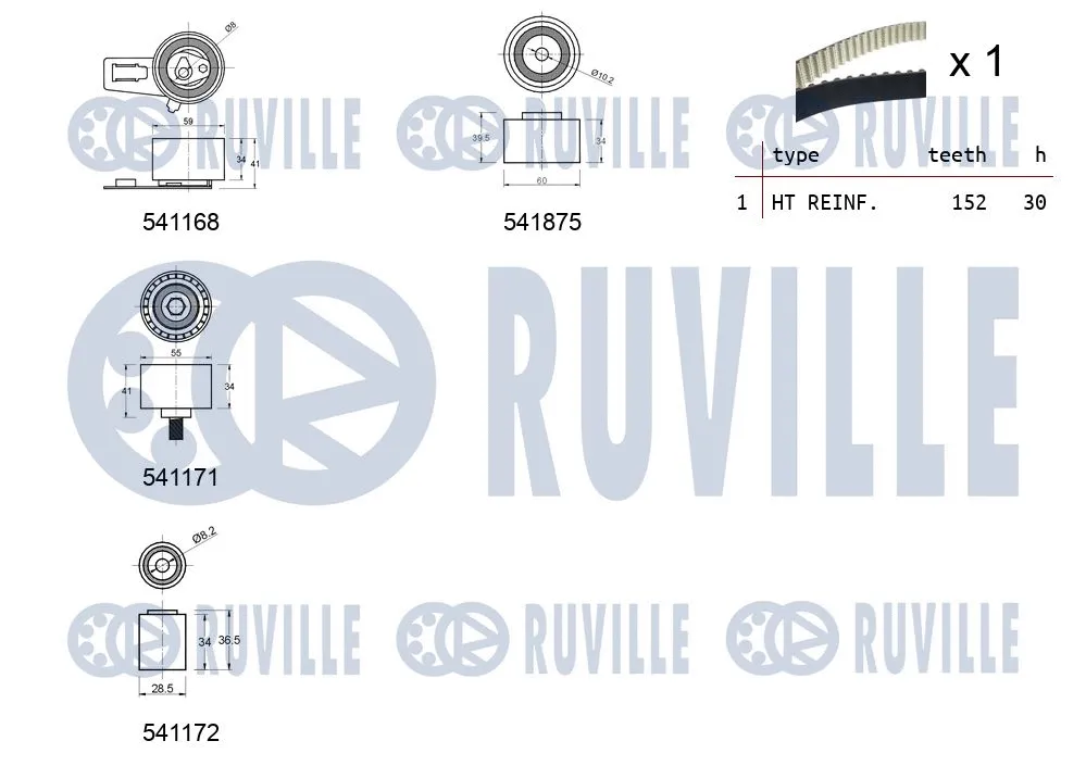 550327 RUVILLE Комплект ремня ГРМ (фото 2)