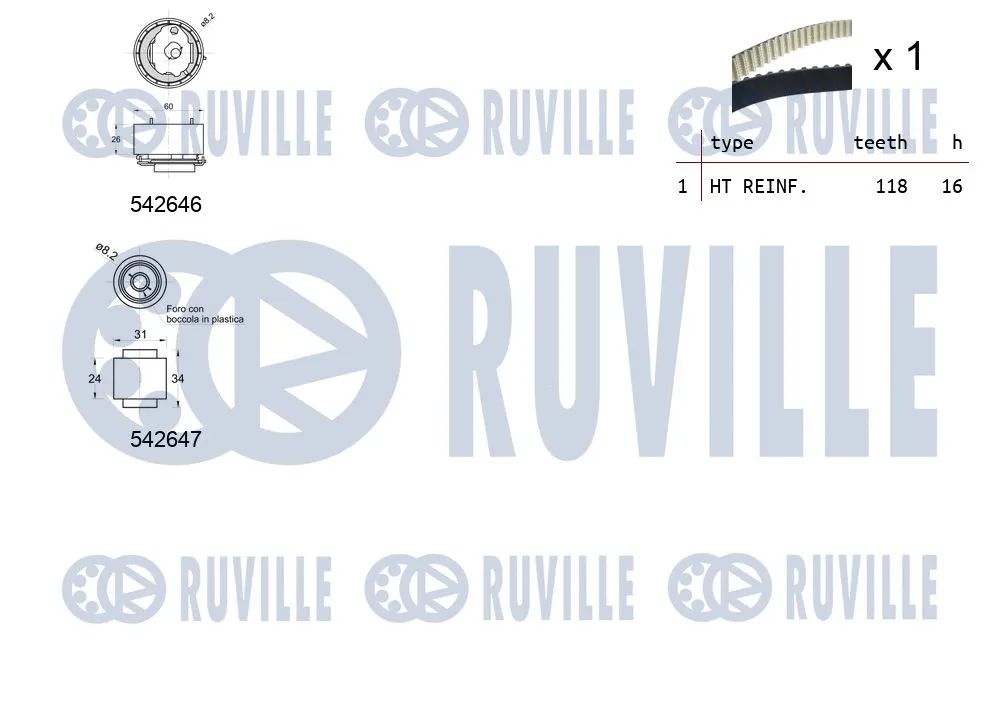 550377 RUVILLE Комплект ремня ГРМ (фото 2)