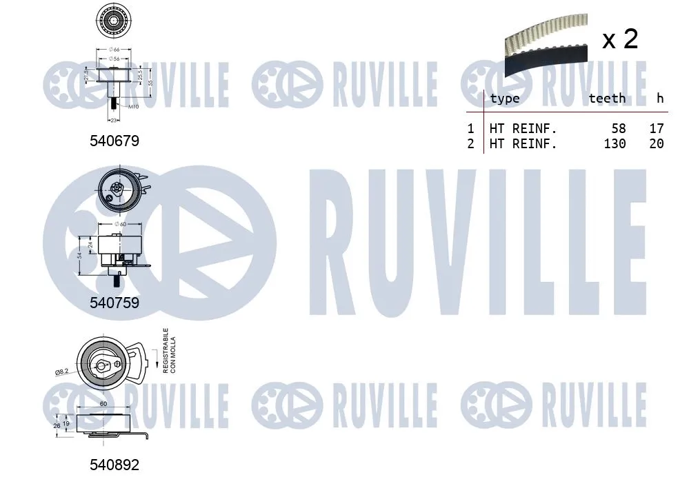 550381 RUVILLE Комплект ремня ГРМ (фото 2)