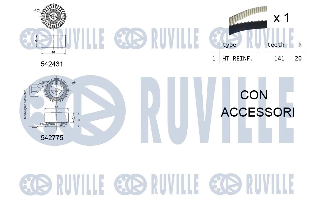 550395 RUVILLE Комплект ремня ГРМ (фото 2)