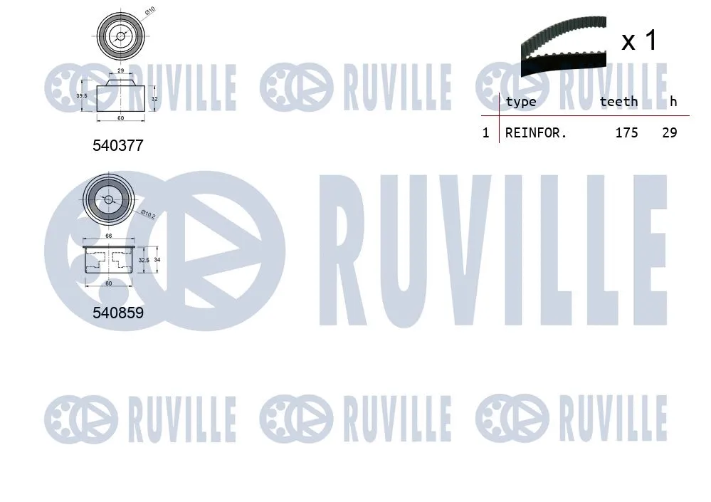 550405 RUVILLE Комплект ремня ГРМ (фото 2)