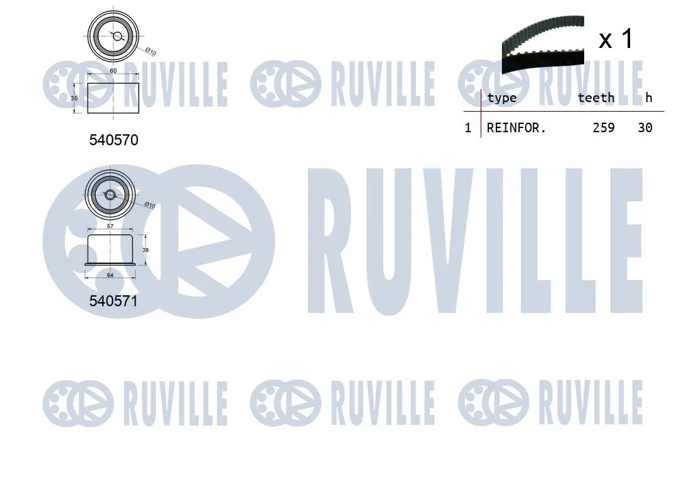 550411 RUVILLE Комплект ремня ГРМ (фото 2)