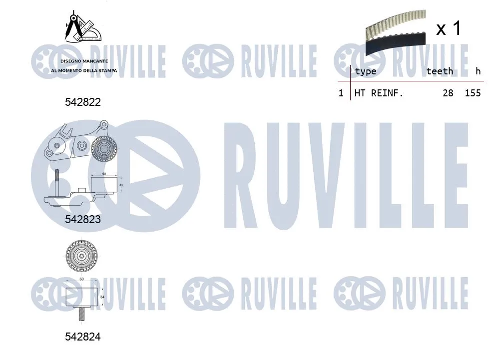 550502 RUVILLE Комплект ремня ГРМ (фото 2)