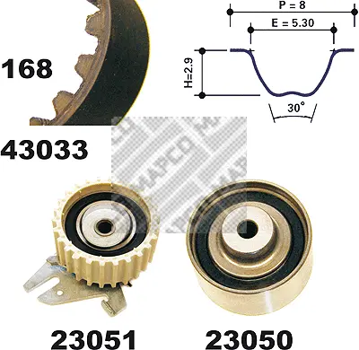 23033 MAPCO Комплект ремня ГРМ (фото 1)