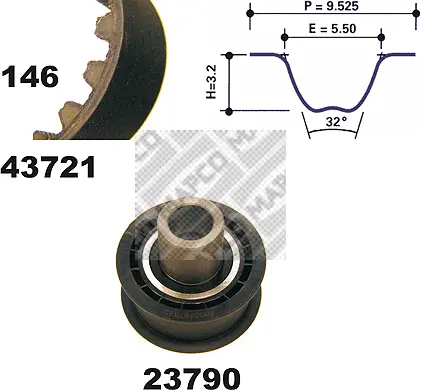 23721 MAPCO Комплект ремня ГРМ (фото 1)