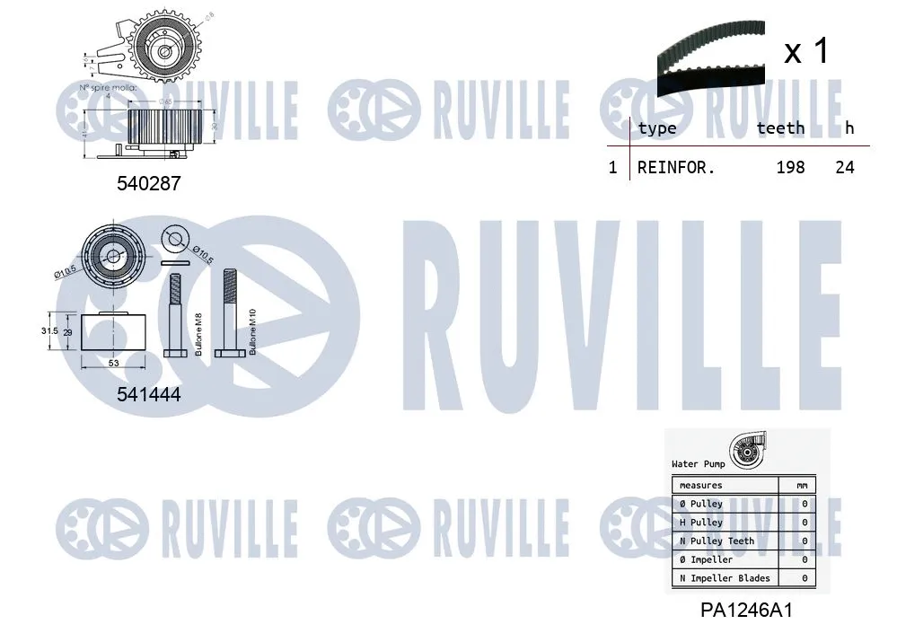 5501241 RUVILLE Водяной насос + комплект зубчатого ремня (фото 2)