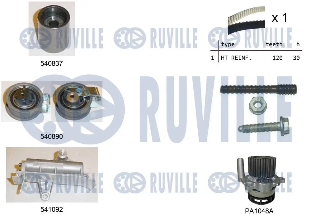 5501381 RUVILLE Водяной насос + комплект зубчатого ремня (фото 1)