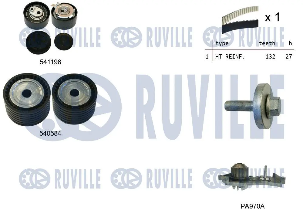5503571 RUVILLE Водяной насос + комплект зубчатого ремня (фото 1)