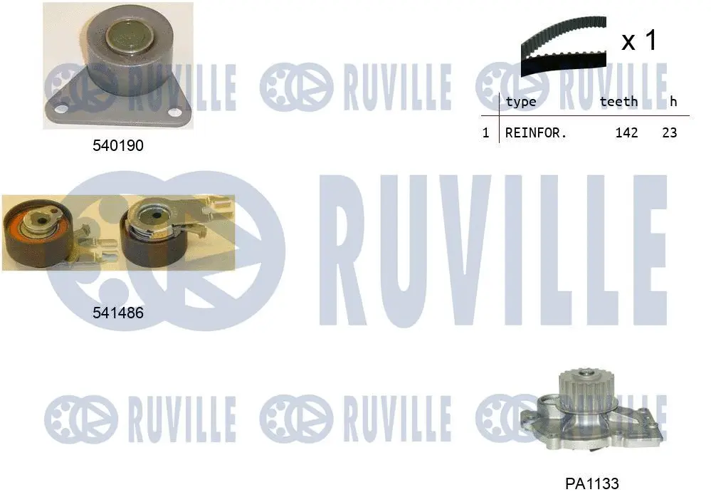 5503641 RUVILLE Водяной насос + комплект зубчатого ремня (фото 1)
