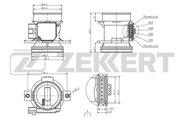 SE-1080 ZEKKERT Датчик, давление во впускной трубе (фото 1)
